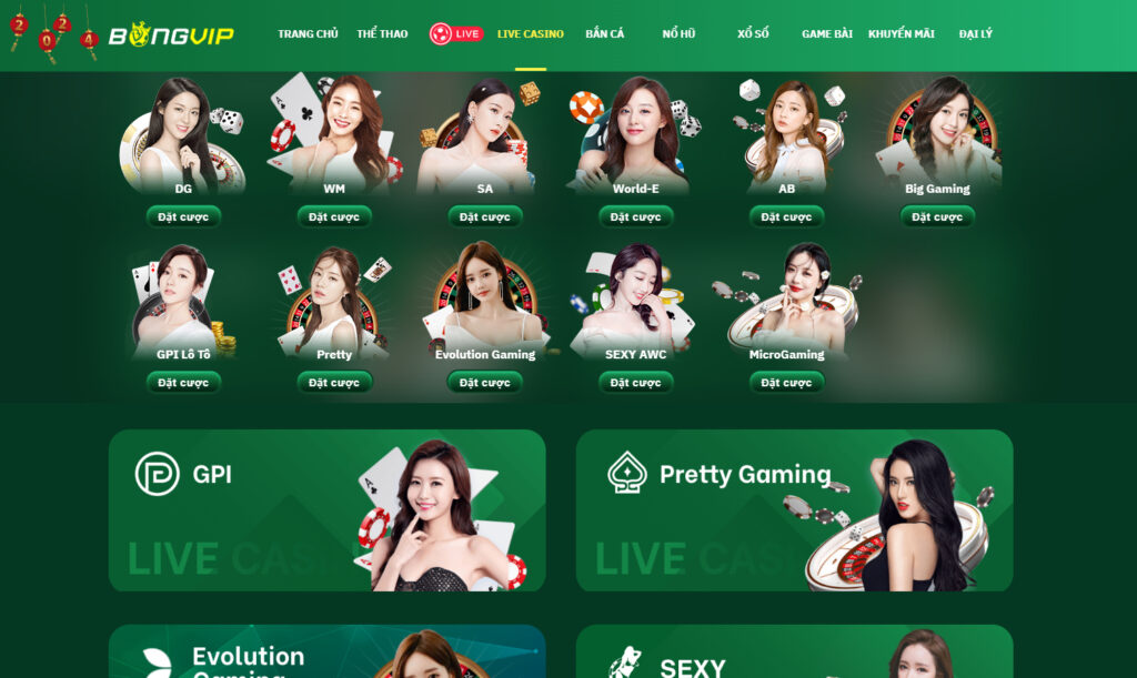 Các Sản Phẩm Tại Live Casino Bongvip 