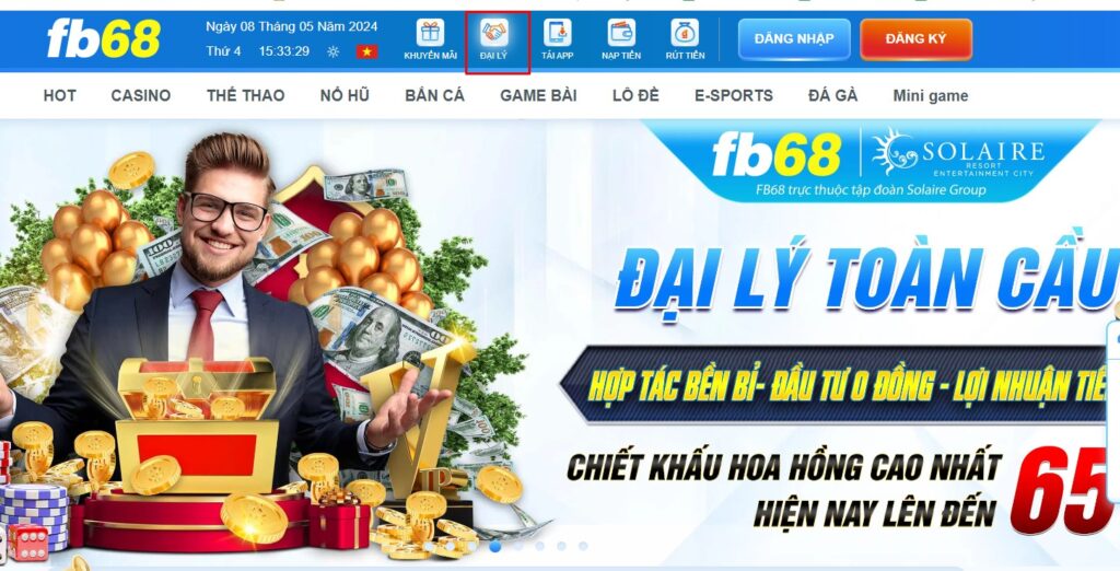 Truy cập FB68 đăng ký trở thành đại lý