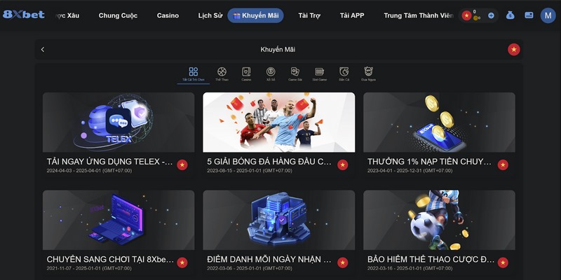 Nhà cái 8xbet tung ra những ưu đãi vô cùng hấp dẫn cho thành viên