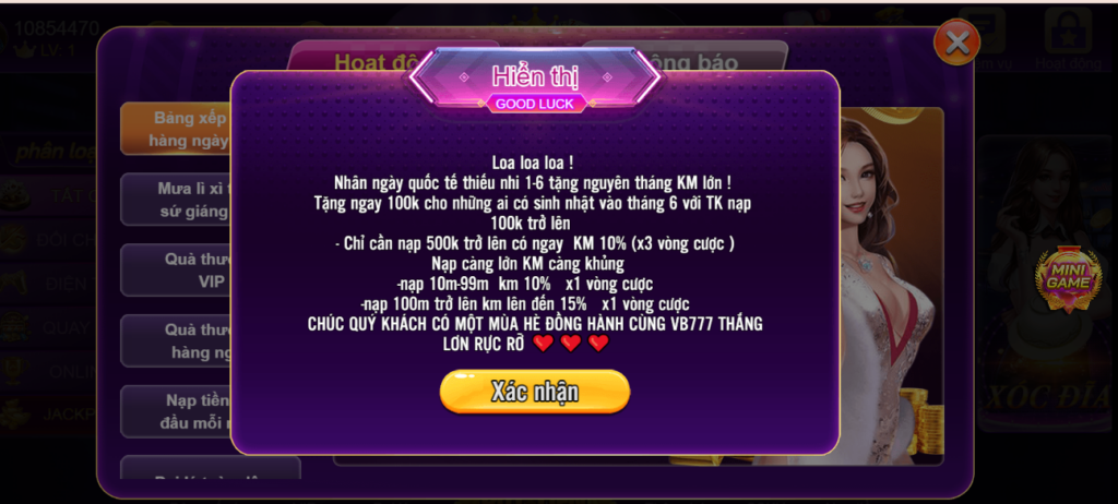 Các chương trình khuyến mãi hấp dẫn được hưởng khi làm khách hàng của cổng game VB777