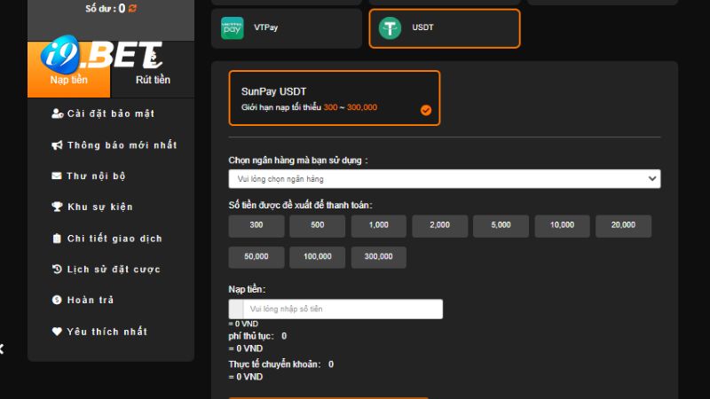Bạn nạp tiền bằng USDT dễ dàng