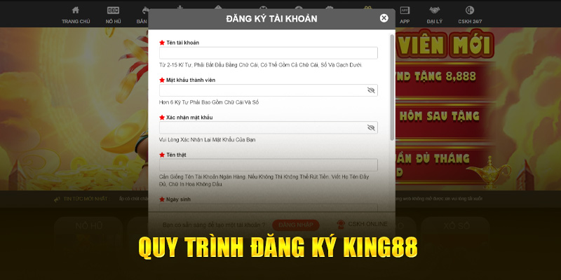 Quy trình đăng ký King88