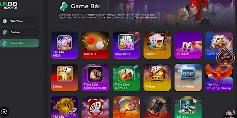 Trải nghiệm thế giới game bài UK88 với bộ sưu tập phong phú