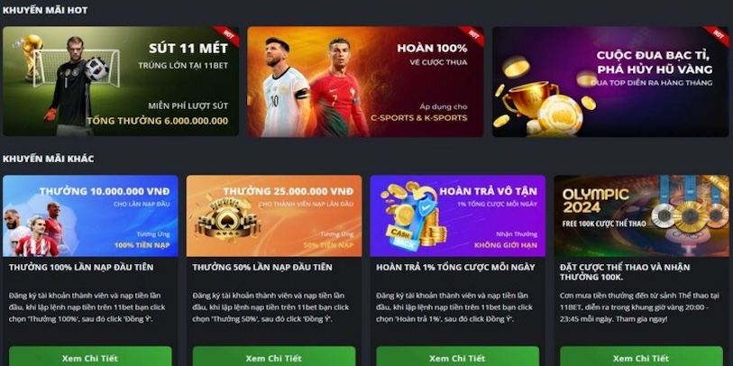 Những chương trình khuyến mãi đáng chú ý tại 11Bet