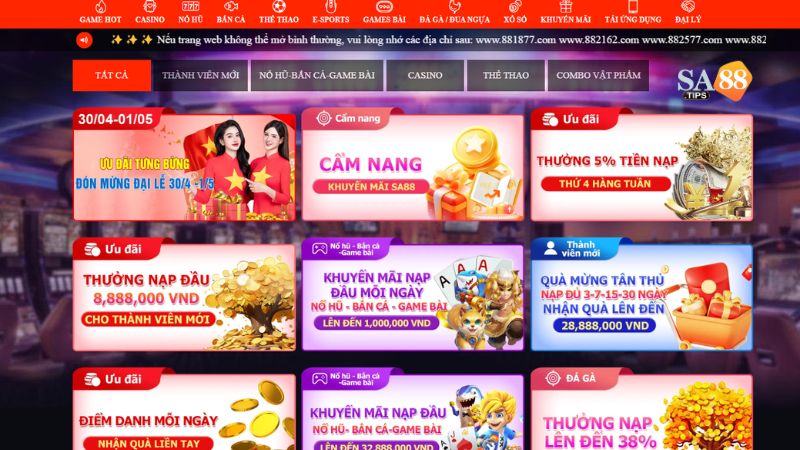 Chương trình khuyến mãi tại nhà cái uy tín SA88